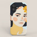 Variegated Human, Bohemian Woman Vitiligo Beauty, Self Love Positivity Mindset, Expressions Face Feelings Emotion Illustration, People Portrait Drawing Painting iPhone Case Gallery Image 1