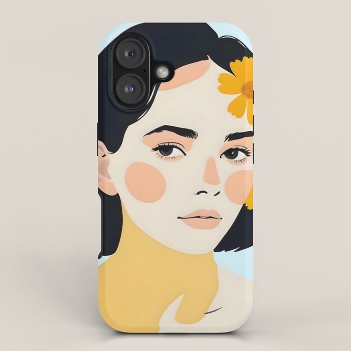 Variegated Human, Bohemian Woman Vitiligo Beauty, Self Love Positivity Mindset, Expressions Face Feelings Emotion Illustration, People Portrait Drawing Painting iPhone Case Gallery Image 1