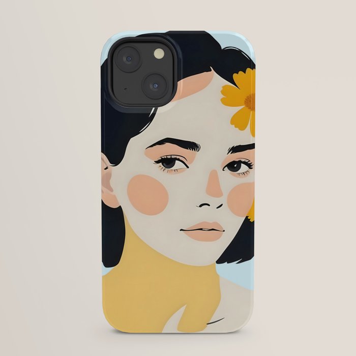 Variegated Human, Bohemian Woman Vitiligo Beauty, Self Love Positivity Mindset, Expressions Face Feelings Emotion Illustration, People Portrait Drawing Painting iPhone Case Gallery Image 29
