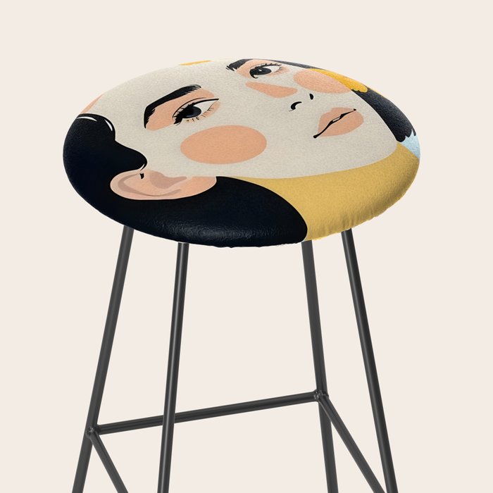 Variegated Human, Bohemian Woman Vitiligo Beauty, Self Love Positivity Mindset, Expressions Face Feelings Emotion Illustration, People Portrait Drawing Painting Stool Gallery Image 2