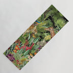 Tropical Eden Jungle on Black Vintage Print Yoga Mat Gallery Image 1