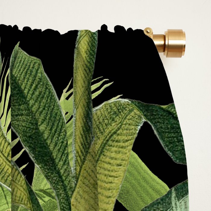 Tropical Eden Jungle on Black Vintage Print Window Curtain Gallery Image 2