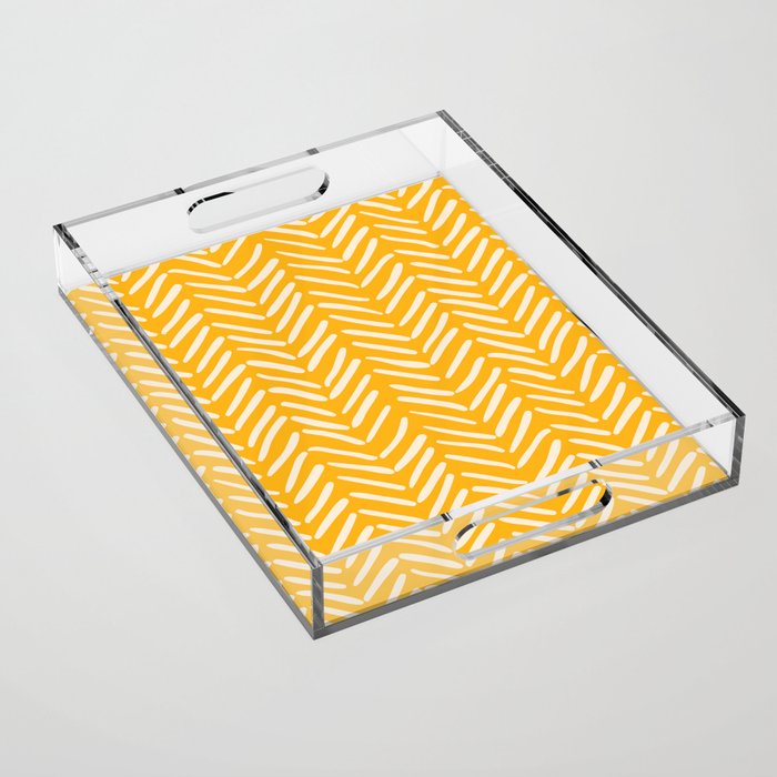 Arrow Lines Pattern in Mustard Yellow shades 1 Acrylic Tray Gallery Image 1