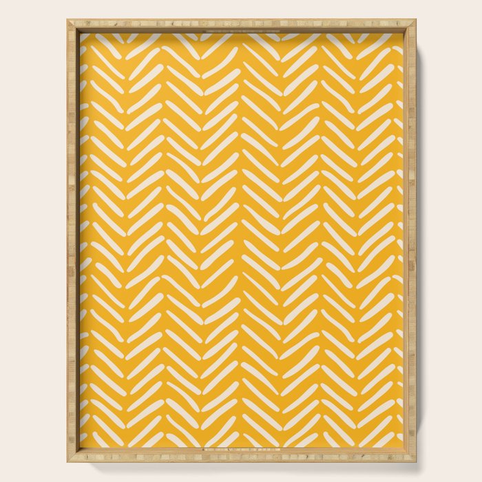 Arrow Lines Pattern in Mustard Yellow shades 1 Serving Tray Gallery Image 1