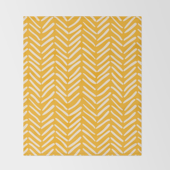 Arrow Lines Pattern in Mustard Yellow shades 1 Throw Blanket Gallery Image 2