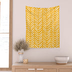 Arrow Lines Pattern in Mustard Yellow shades 1 Wall Tapestry Gallery Image 2