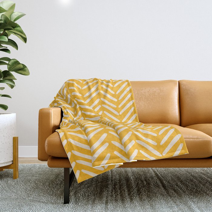 Arrow Lines Pattern in Mustard Yellow shades 1 Throw Blanket Gallery Image 1
