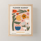 Flower Market Honolulu, Playful Naif Floral Print Mini Art Print Gallery Image 1