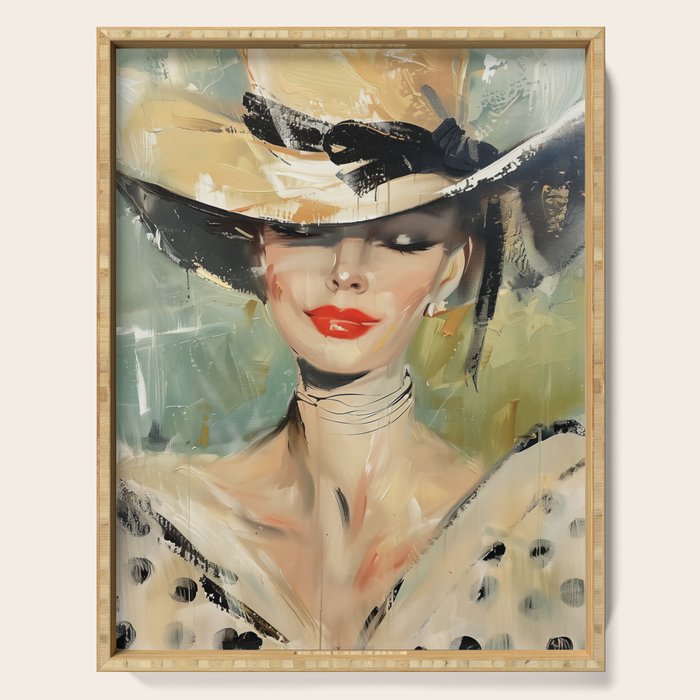 Elegant Lady in Wide Hat Serving Tray Gallery Image 1