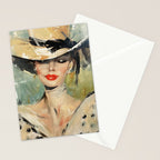 Elegant Lady in Wide Hat Stationery Card Gallery Image 2