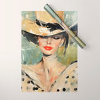 Elegant Lady in Wide Hat Wrapping Paper Gallery Image 1