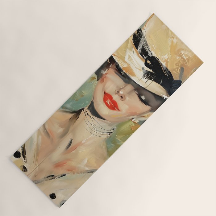 Elegant Lady in Wide Hat Yoga Mat Gallery Image 1