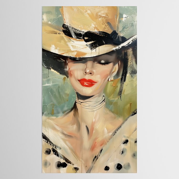 Elegant Lady in Wide Hat Tablecloth Gallery Image 2