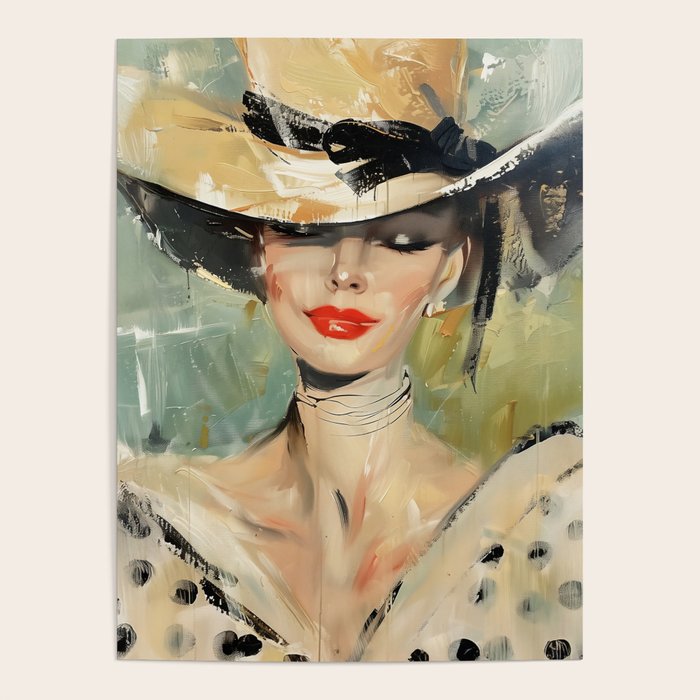 Elegant Lady in Wide Hat Poster Gallery Image 1