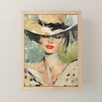 Elegant Lady in Wide Hat Mini Art Print Gallery Image 1