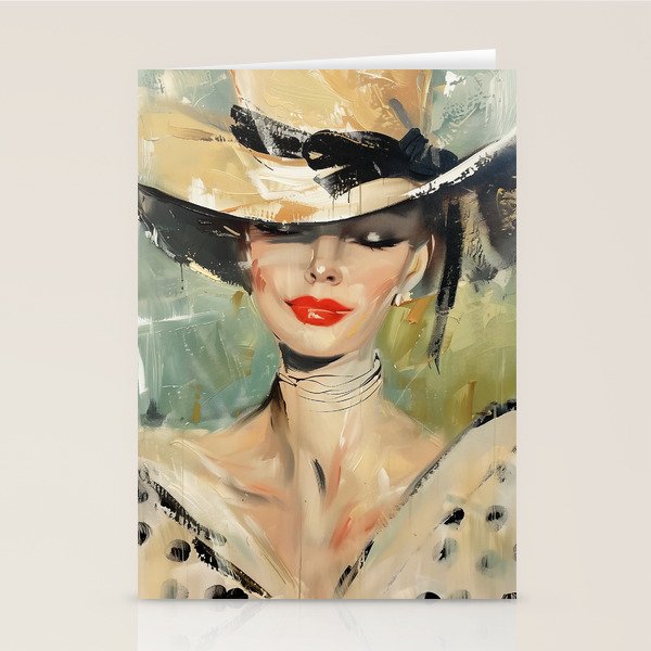 Elegant Lady in Wide Hat Stationery Card Gallery Image 2