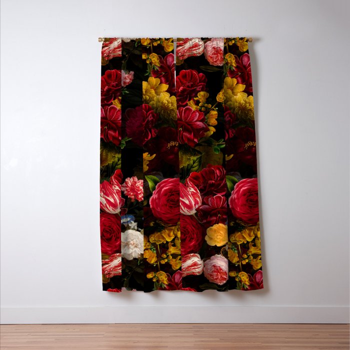 Dutch Vintage Midnight Flower Garden Window Curtain Gallery Image 3
