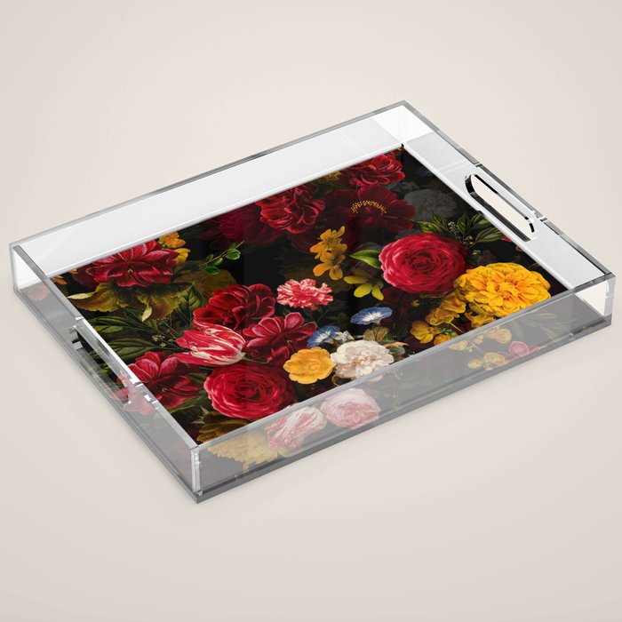 Dutch Vintage Midnight Flower Garden Acrylic Tray Gallery Image 1