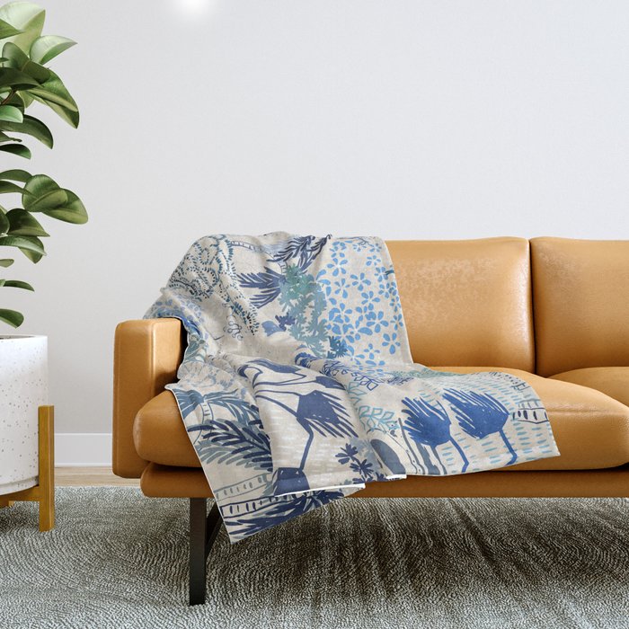 Italian landscape blue Throw Blanket Gallery Image 1