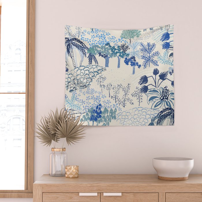 Italian landscape blue Wall Tapestry Gallery Image 2