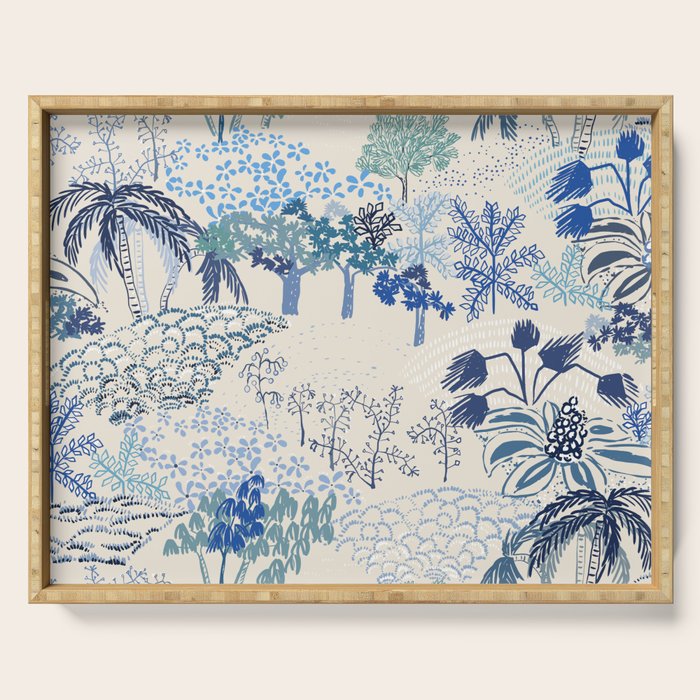 Italian landscape blue Serving Tray Gallery Image 1