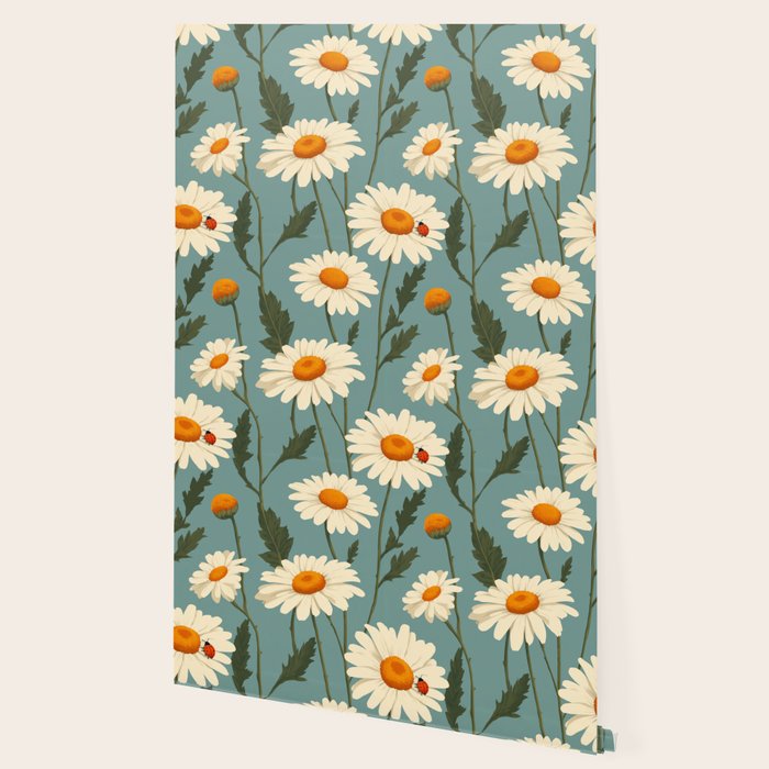 Charming Daisies with Ladybug Wallpaper Gallery Image 2
