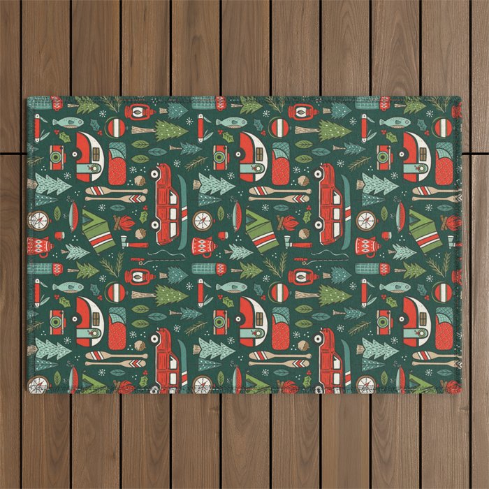 Seasons Greetings - Camping Christmas Outdoor Rug Gallery Image 1