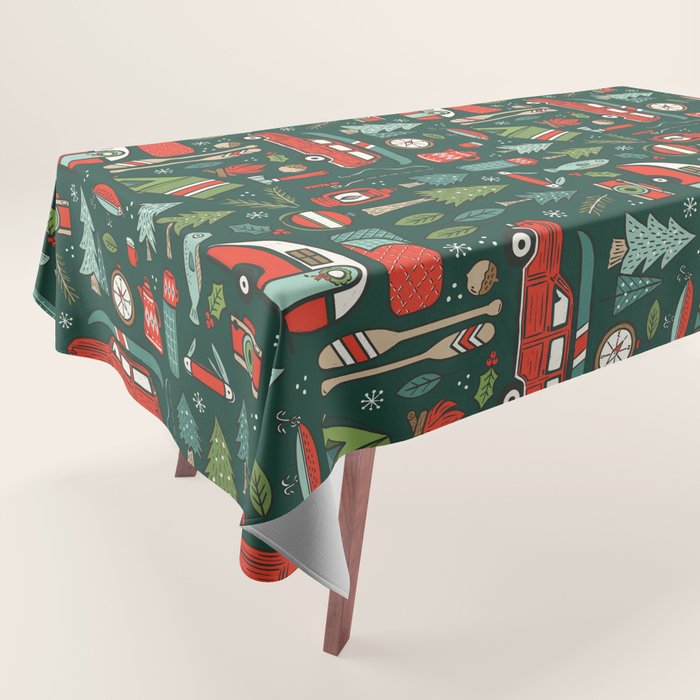 Seasons Greetings - Camping Christmas Tablecloth Gallery Image 1