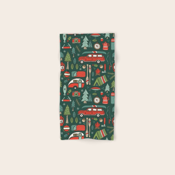 Seasons Greetings - Camping Christmas Bath Towel Gallery Image 1
