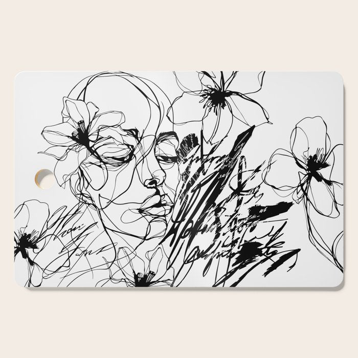 The Edge Of Grace Expressive Line Art Portrait Cutting Board Gallery Image 1