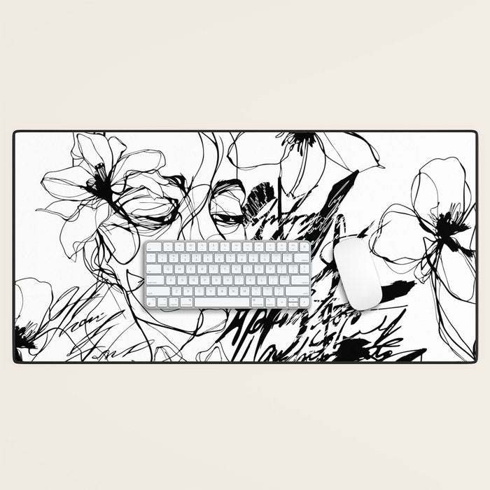 The Edge Of Grace Expressive Line Art Portrait Desk Mat Gallery Image 1