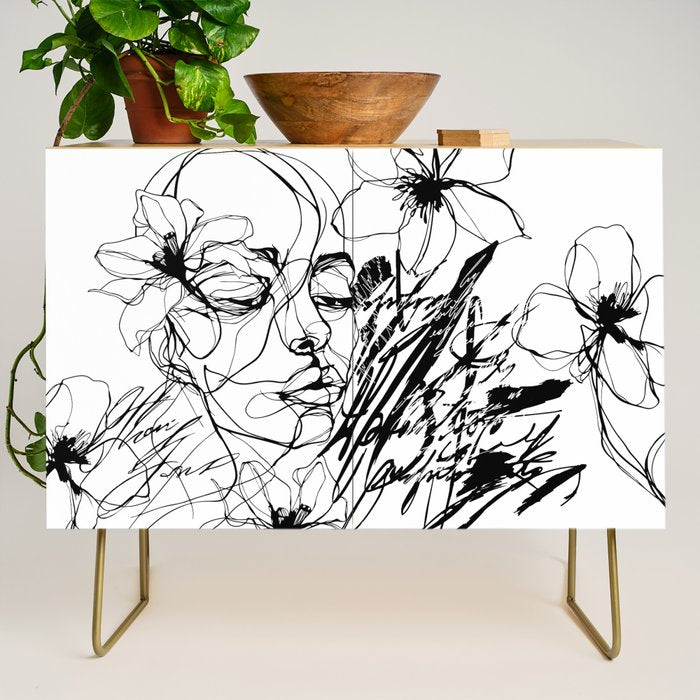 The Edge Of Grace Expressive Line Art Portrait Credenza Gallery Image 1