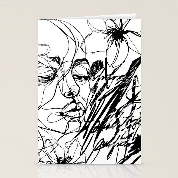 The Edge Of Grace Expressive Line Art Portrait Stationery Card Gallery Image 2