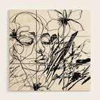The Edge Of Grace Expressive Line Art Portrait Wood Wall Art Gallery Image 1