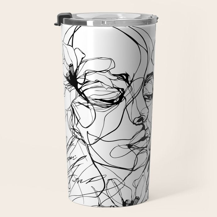 The Edge Of Grace Expressive Line Art Portrait Travel Mug Gallery Image 3