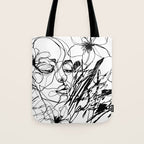 The Edge Of Grace Expressive Line Art Portrait Tote Bag Gallery Image 1