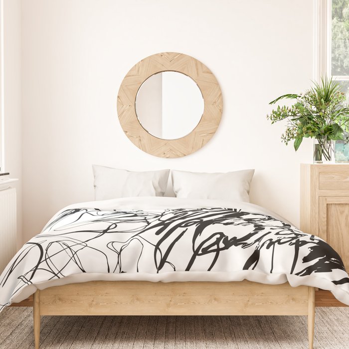 The Edge Of Grace Expressive Line Art Portrait Duvet Cover Gallery Image 3