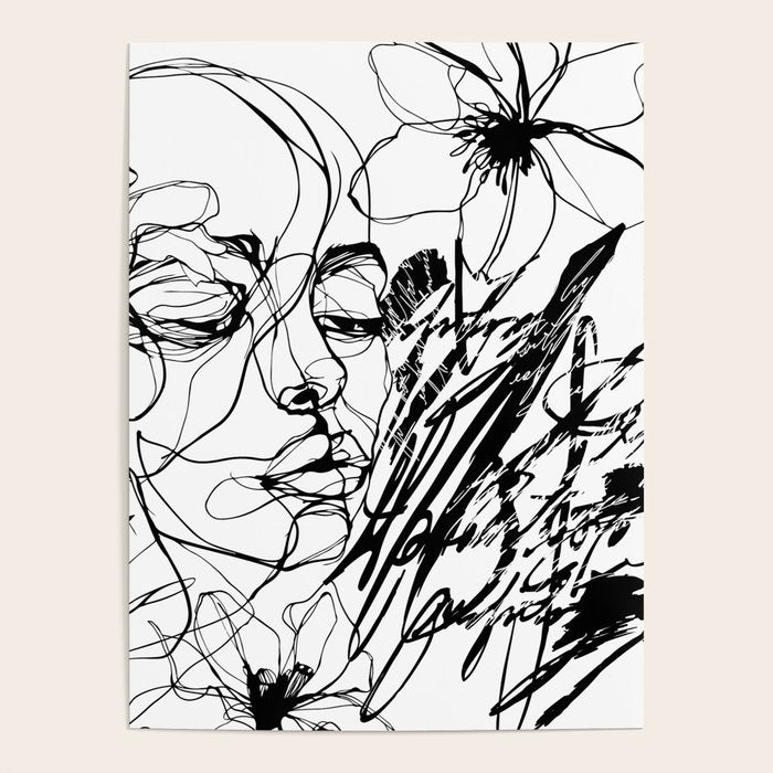 The Edge Of Grace Expressive Line Art Portrait Poster Gallery Image 4