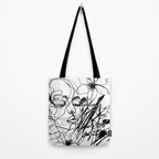 The Edge Of Grace Expressive Line Art Portrait Tote Bag Gallery Image 2