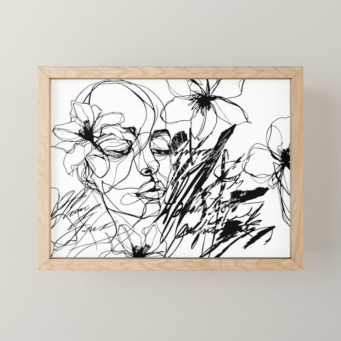 The Edge Of Grace Expressive Line Art Portrait Mini Art Print Gallery Image 1