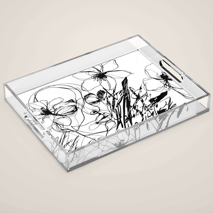 The Edge Of Grace Expressive Line Art Portrait Acrylic Tray Gallery Image 1