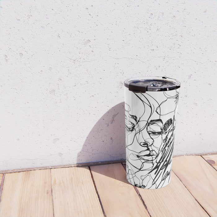 The Edge Of Grace Expressive Line Art Portrait Travel Mug Gallery Image 4