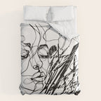 The Edge Of Grace Expressive Line Art Portrait Duvet Cover Gallery Image 6