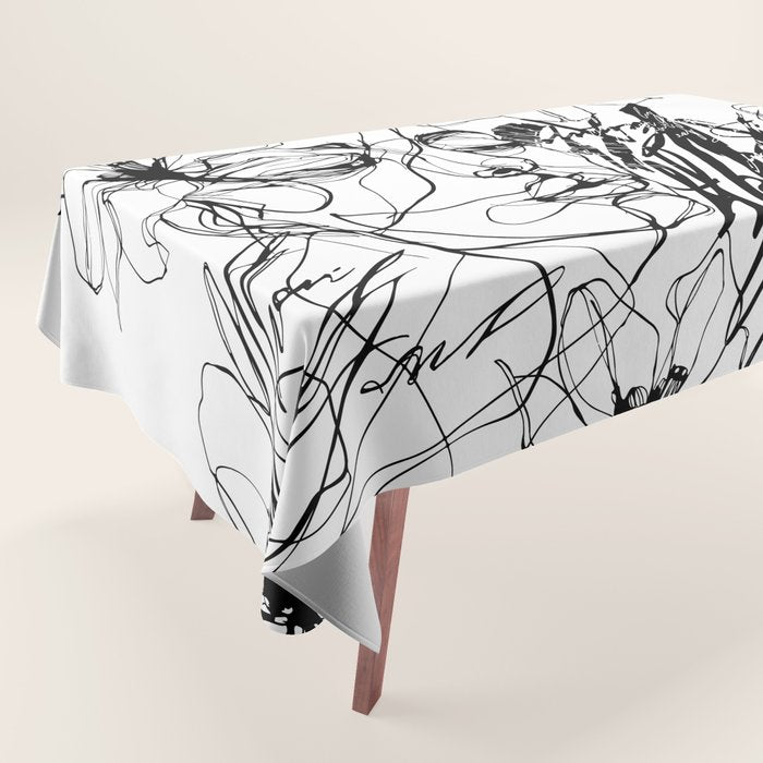 The Edge Of Grace Expressive Line Art Portrait Tablecloth Gallery Image 1