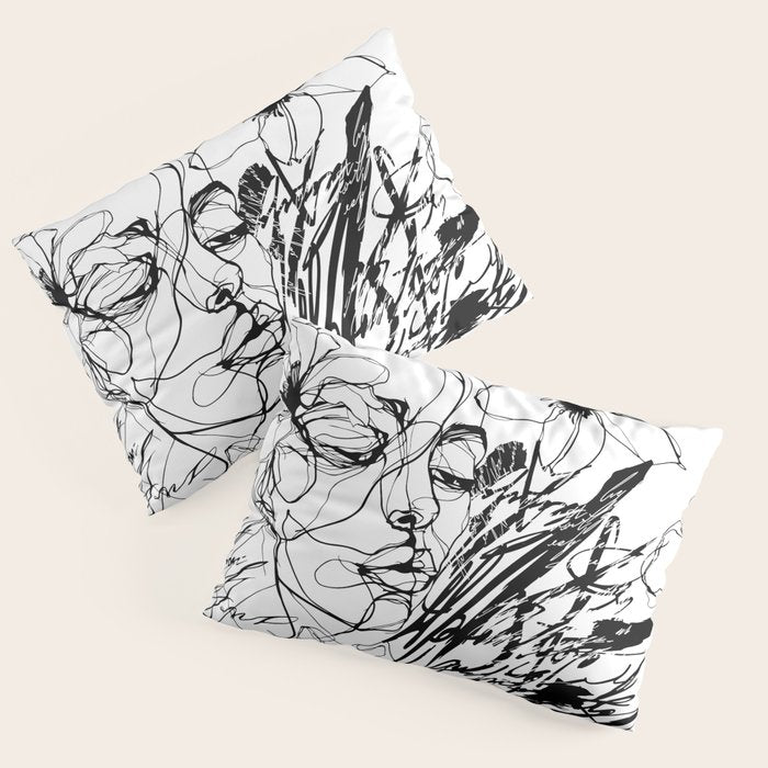 The Edge Of Grace Expressive Line Art Portrait Pillow Sham Gallery Image 1