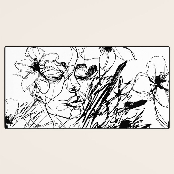 The Edge Of Grace Expressive Line Art Portrait Desk Mat Gallery Image 3