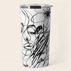 The Edge Of Grace Expressive Line Art Portrait Travel Mug Gallery Image 1
