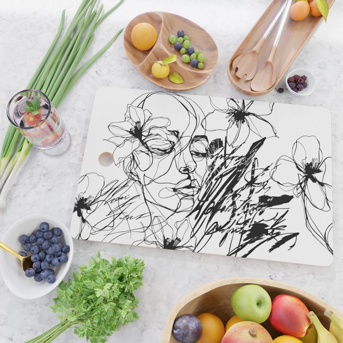 The Edge Of Grace Expressive Line Art Portrait Cutting Board Gallery Image 2