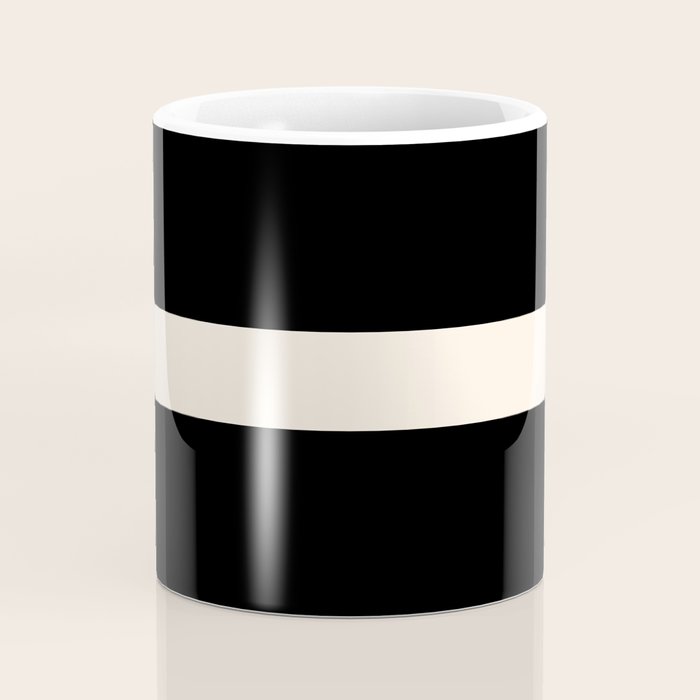 Single Stripe Minimalist Modern Color Block in Almond Cream and Black Coffee Mug Gallery Image 4