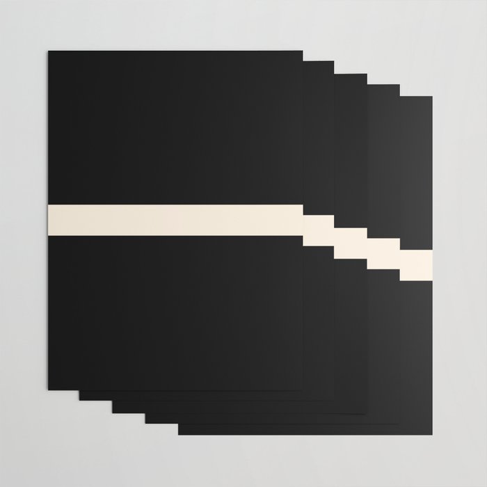Single Stripe Minimalist Modern Color Block in Almond Cream and Black Wrapping Paper Gallery Image 3